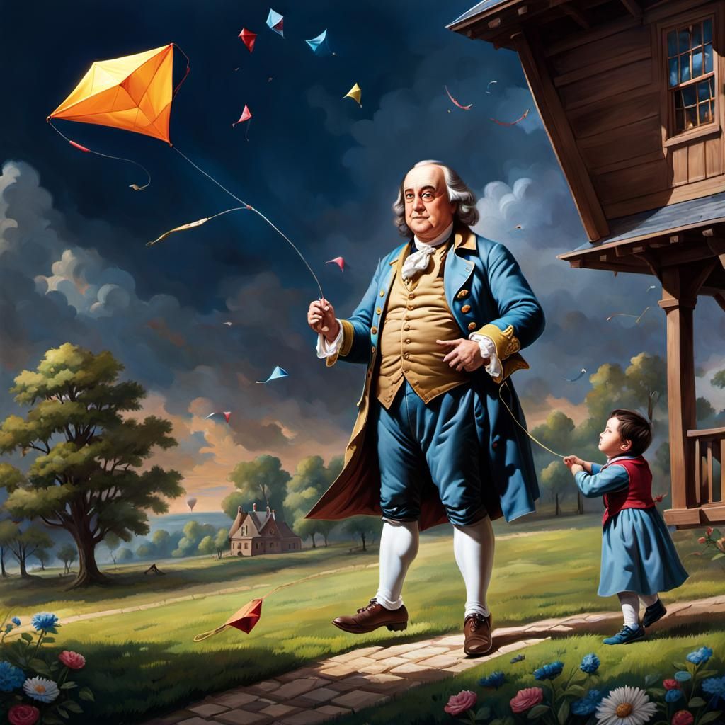 Benjamin Franklin's Kite Experiment: A Hyper-Realistic Rende...