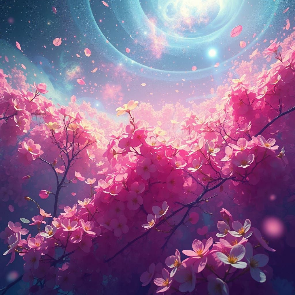 Cosmic Blossom Explosion in Vibrant Colors