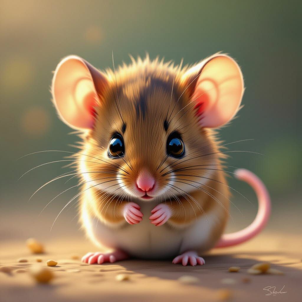 Hyperrealistic Shy Mouse with Gentle Pout