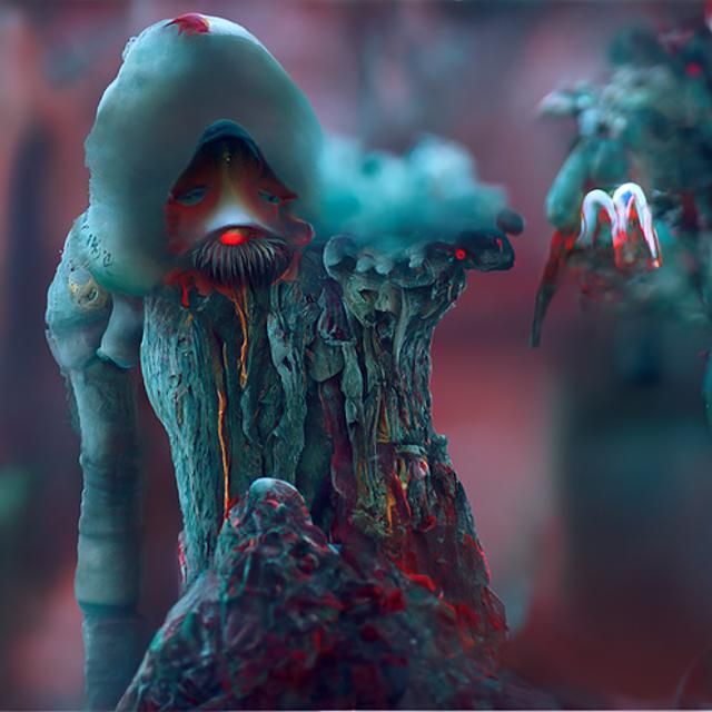 Surreal Solarpunk Samurai in Overgrown Alien Forest