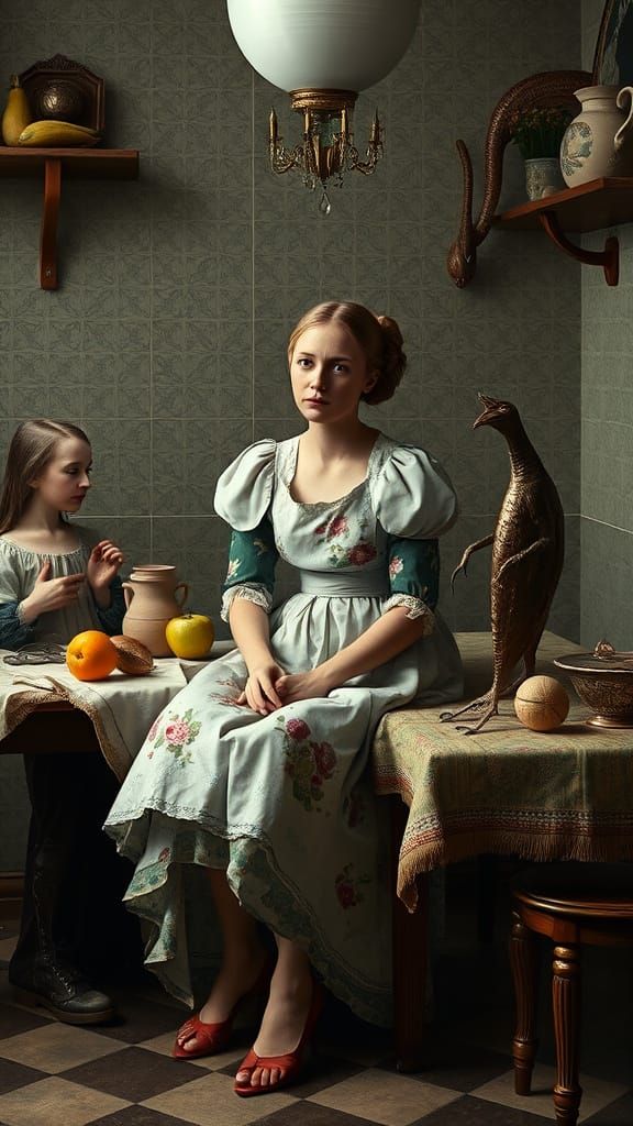 Surrealist Harmony: A Dreamlike Domestic Scene