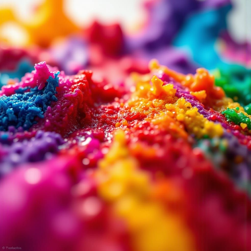 Vibrant Paint Splatter in Hyper-Realistic Close-Up