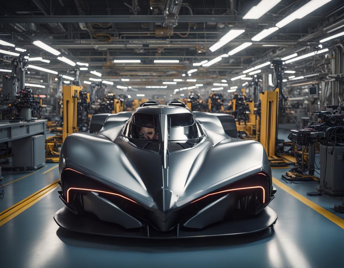 Batmobile on Robot Assembly Line in Unreal Engine