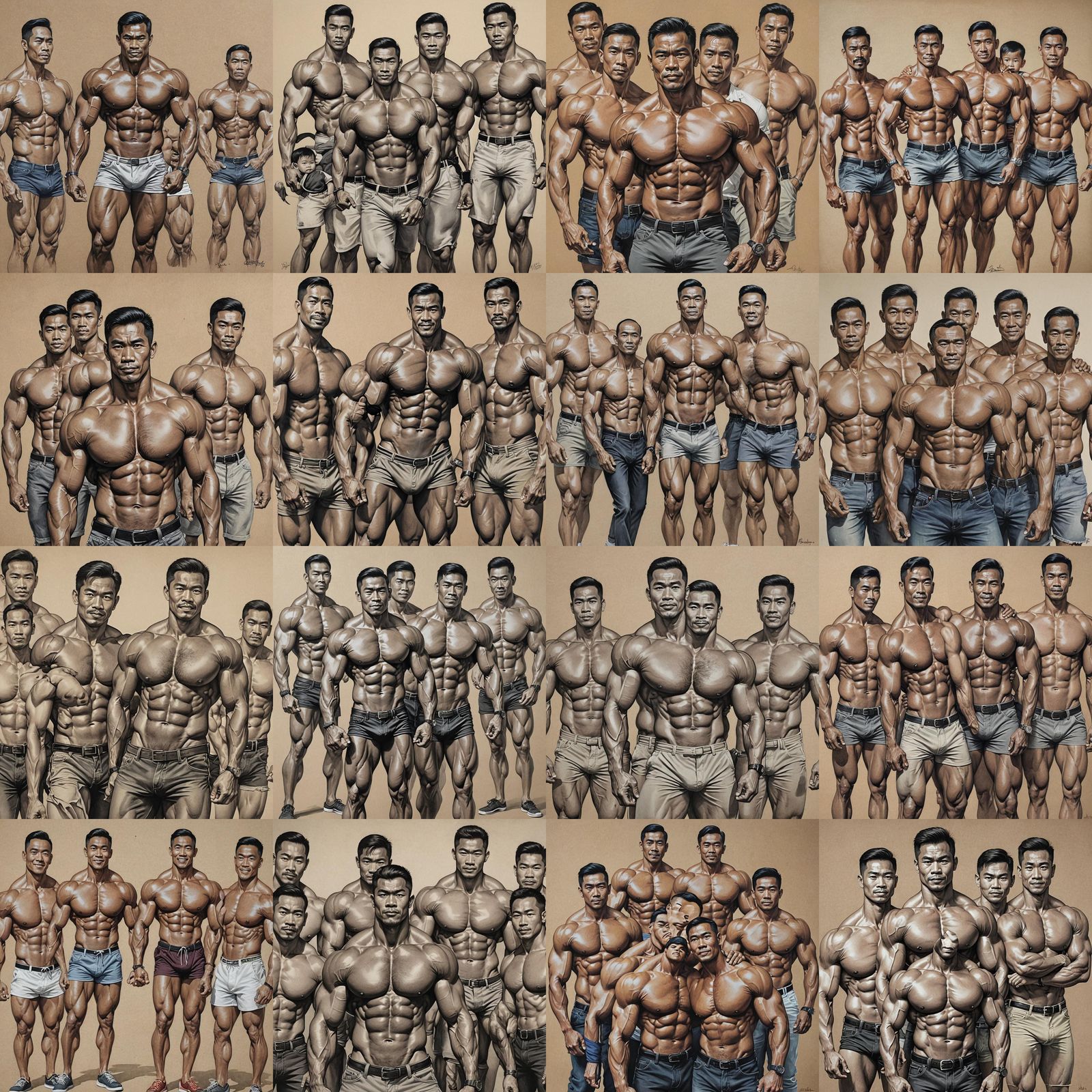 Conjoined Muscular Men: A Realistic AI Portrait