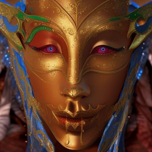 Venetian Masked Woman at Carnival: Detailed Digital Art