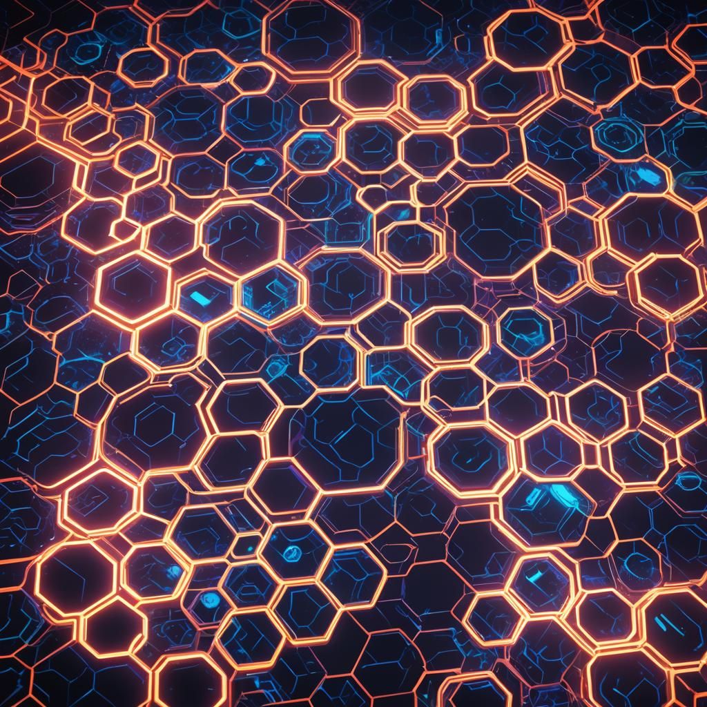 Futuristic Marks in a Neon-Lit Technological Environment