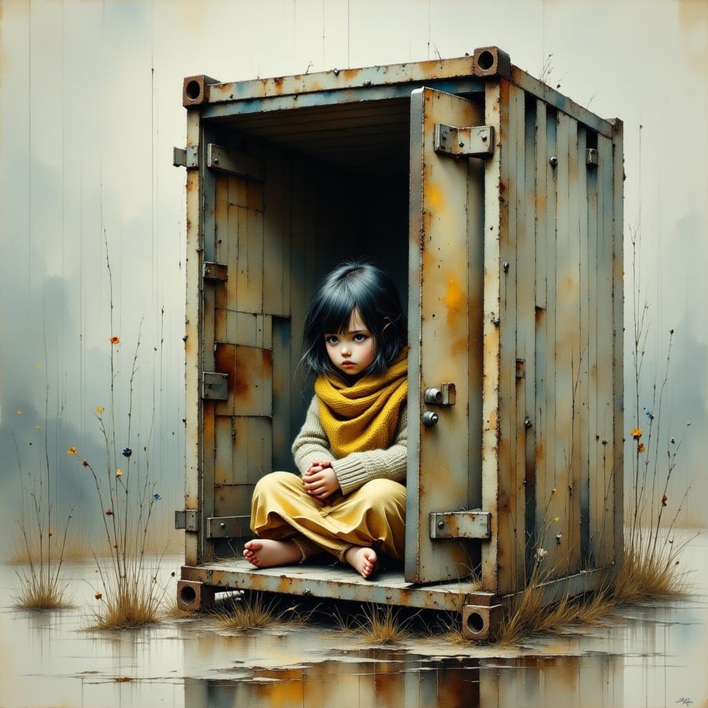 Little Refugee in a Forgotten Fridge