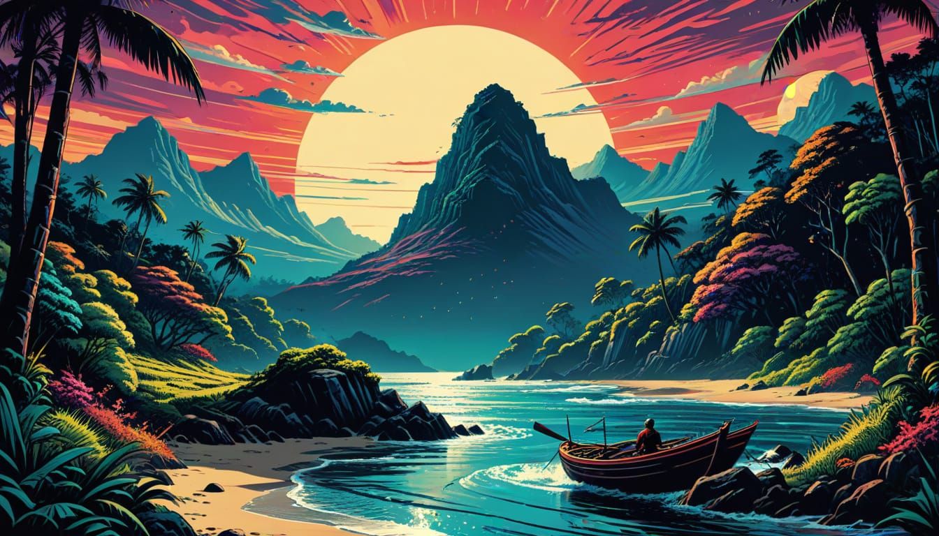 Bioko Island Retro Comic Book Serigraphy