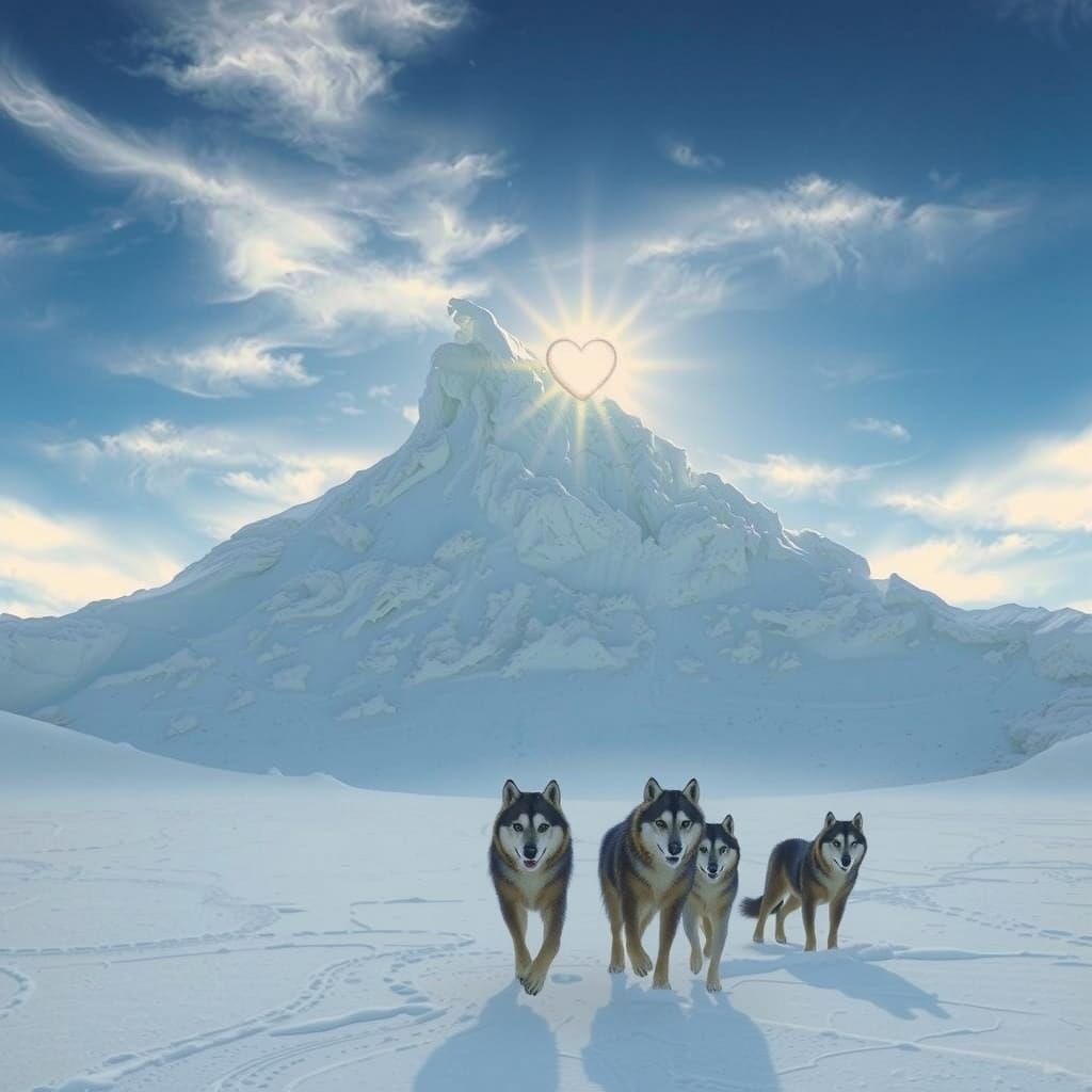 Majestic Ocean Wave with Ethereal Heart