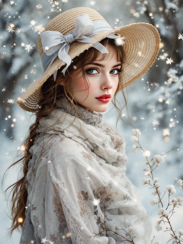 Winter Portrait of Amelie Hoeferle in Watercolor Style