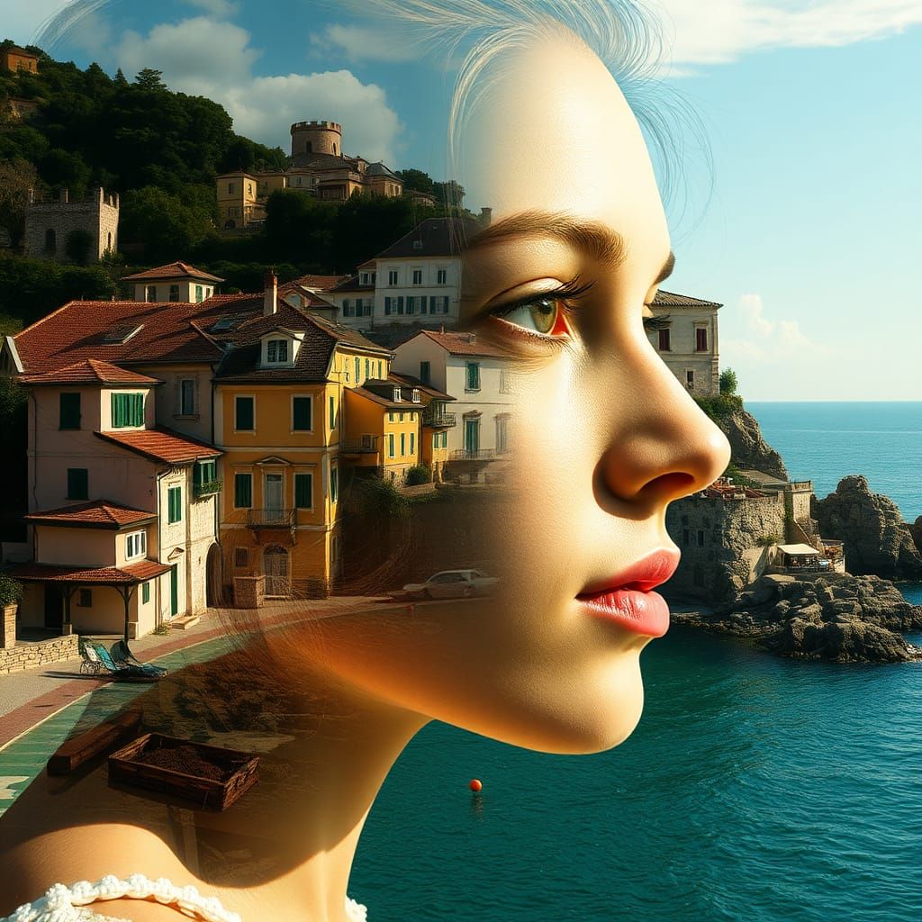 Surreal Seaside Portrait in Classical Style