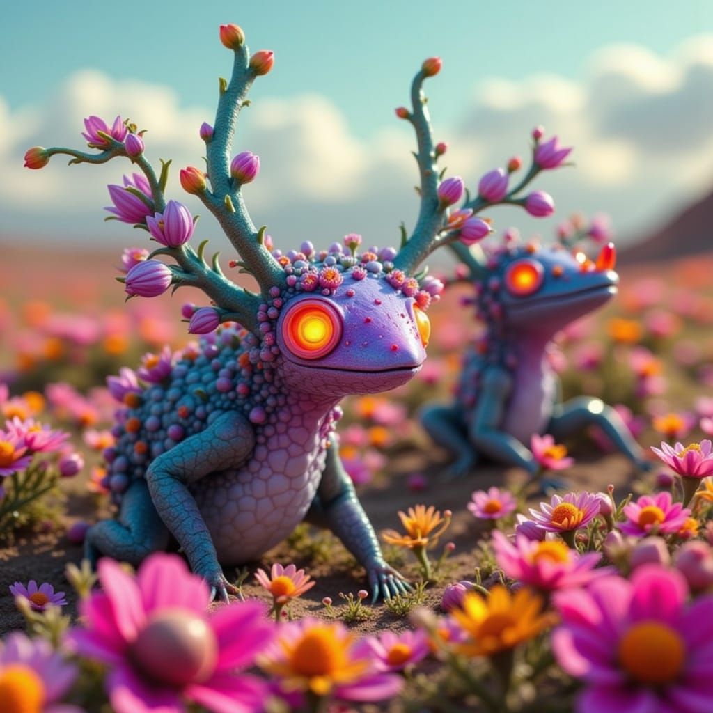 Dayglo Space Creatures Disguised as Flowers