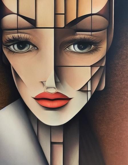 Ethereal Dark Surrealist Horror Portrait in Cubist Style