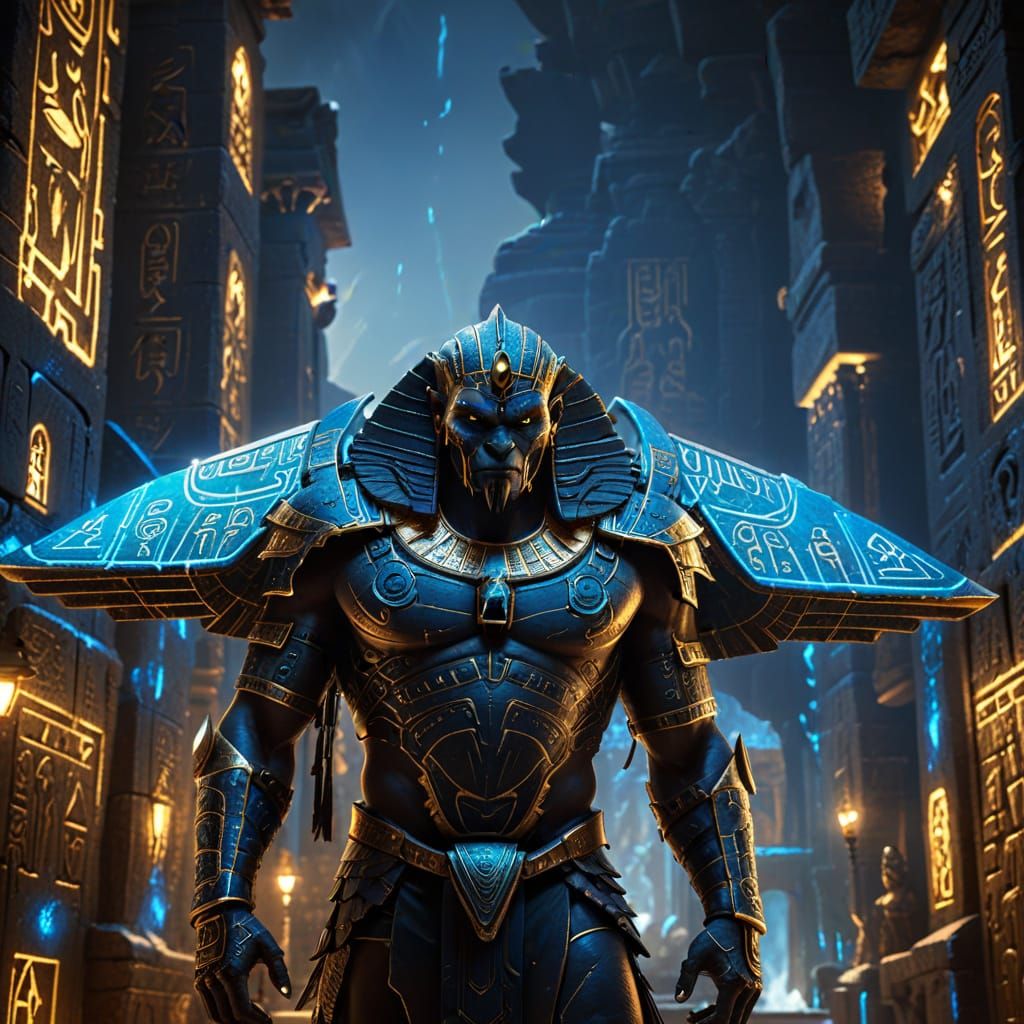 Egyptian Troll in Golden Armor Fantasy Art