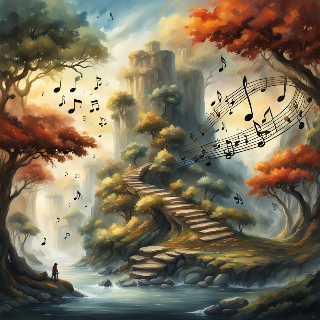 Musical Landscape in Dreamlike Matte Painting Style