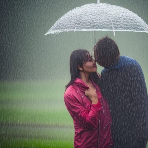 Rain-Kissed Couple in Field: Professional Photography
