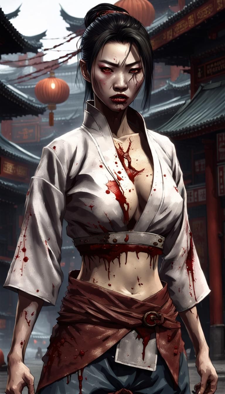 Kuei-jin female character from the VTM lore. She is in Chinatown, ready to defend her domain.
