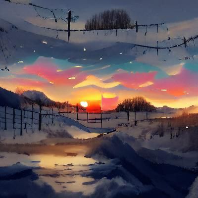 Picturesque Winter Sunset Landscape