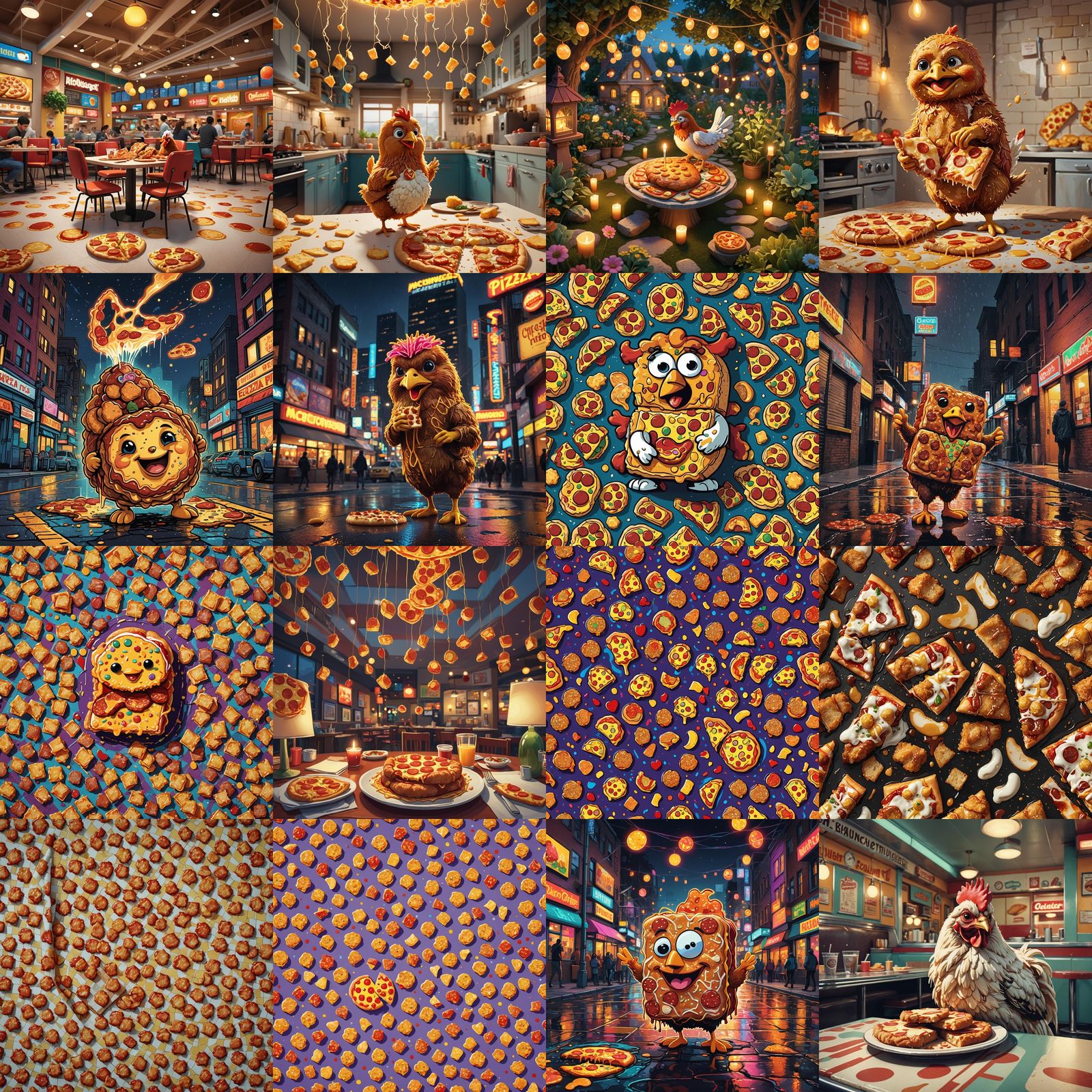 Chicken McNugget Holding Pizza Slice