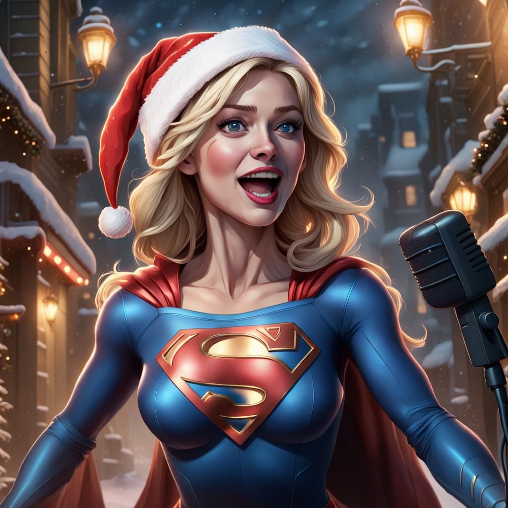 Supergirl Christmas Carol in Comic Book Style