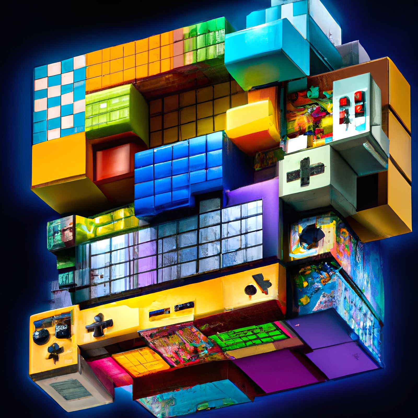 Tetris Game Console in Volumetric Lighting