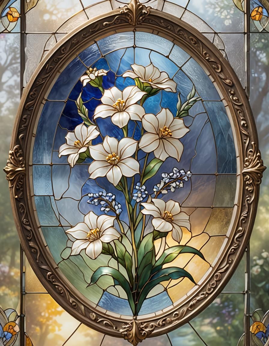 Stained Glass Southern Blue Flag Flower in Sunlight