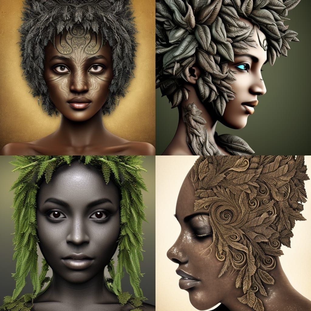 Exotic Mother Nature Goddess Portrait in Hyperdetailed Style