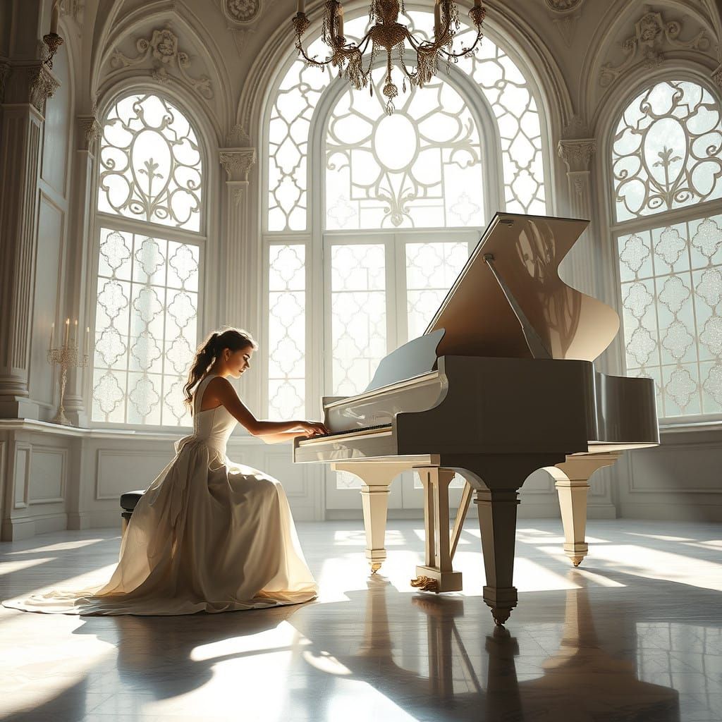 Enchanted Pianist in Ethereal Light