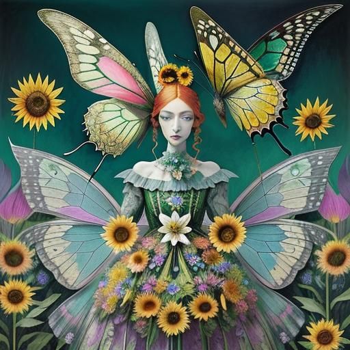 Winged Flower Fairy in Surreal Dreamscape