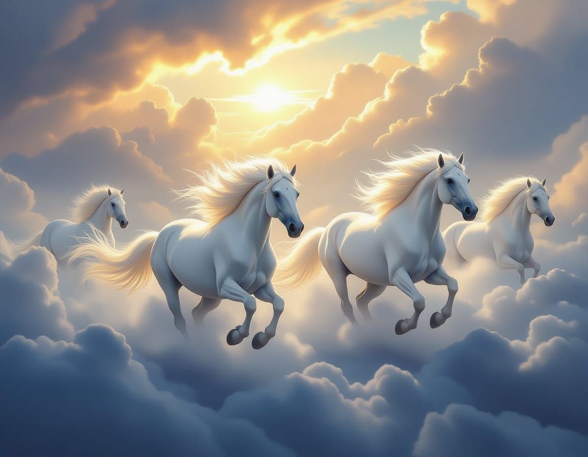 Cloud Horses Galloping in Epic Fantasy Sky