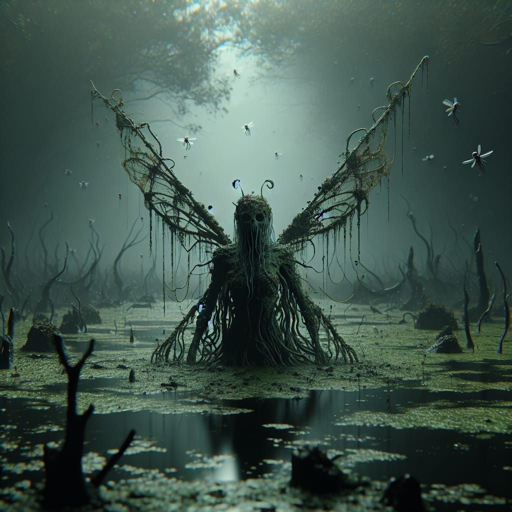 Creepy Swamp Fairy in Haunting Digital Art
