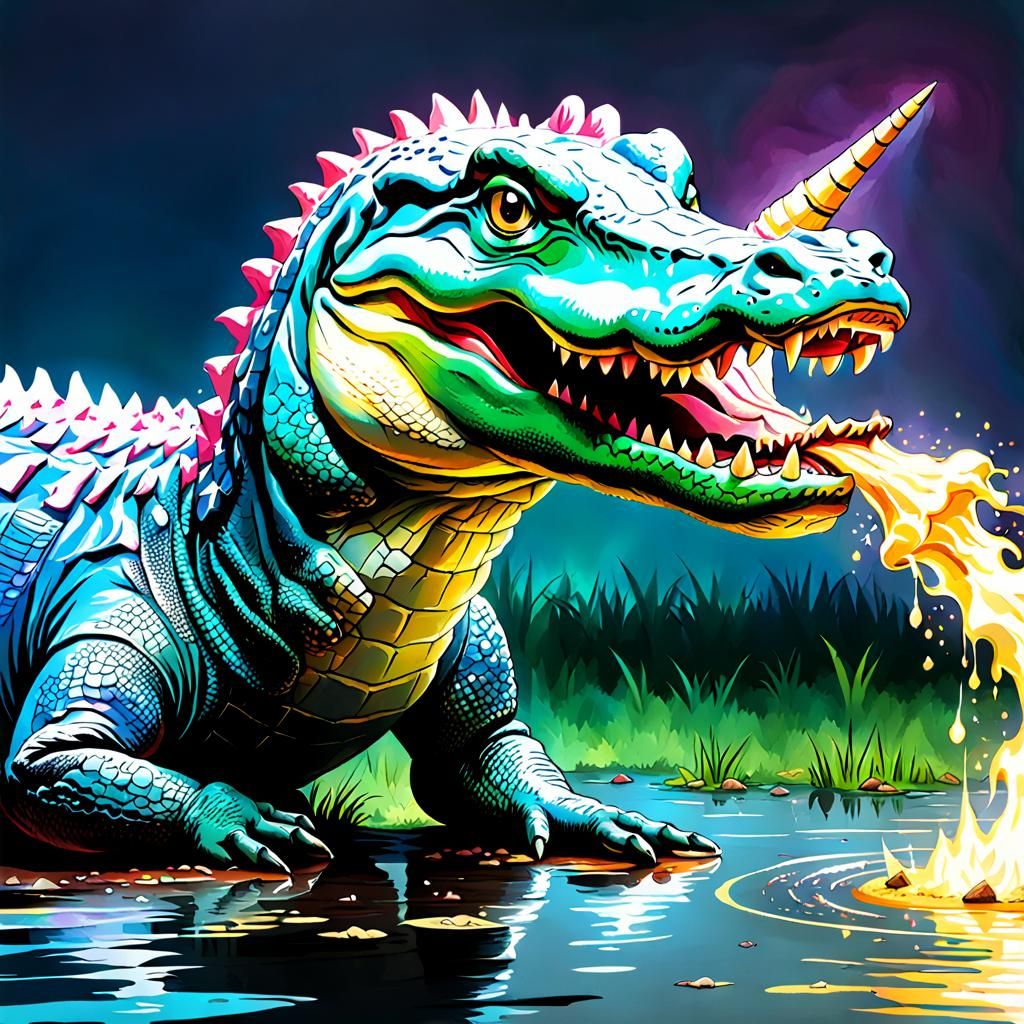 Alligators Eating Unicorns: A Surreal Scene