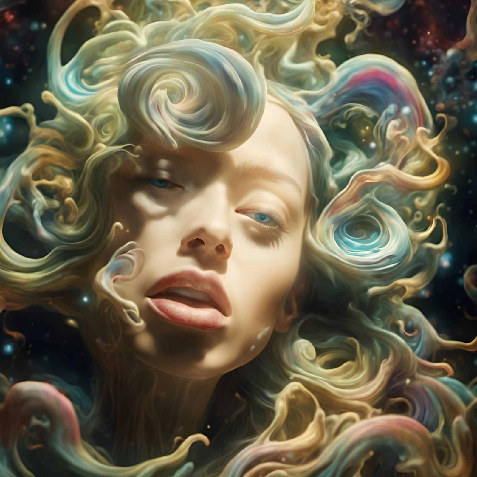 Psychedelic Translucency in Swirling Light: Detailed Bizarre...