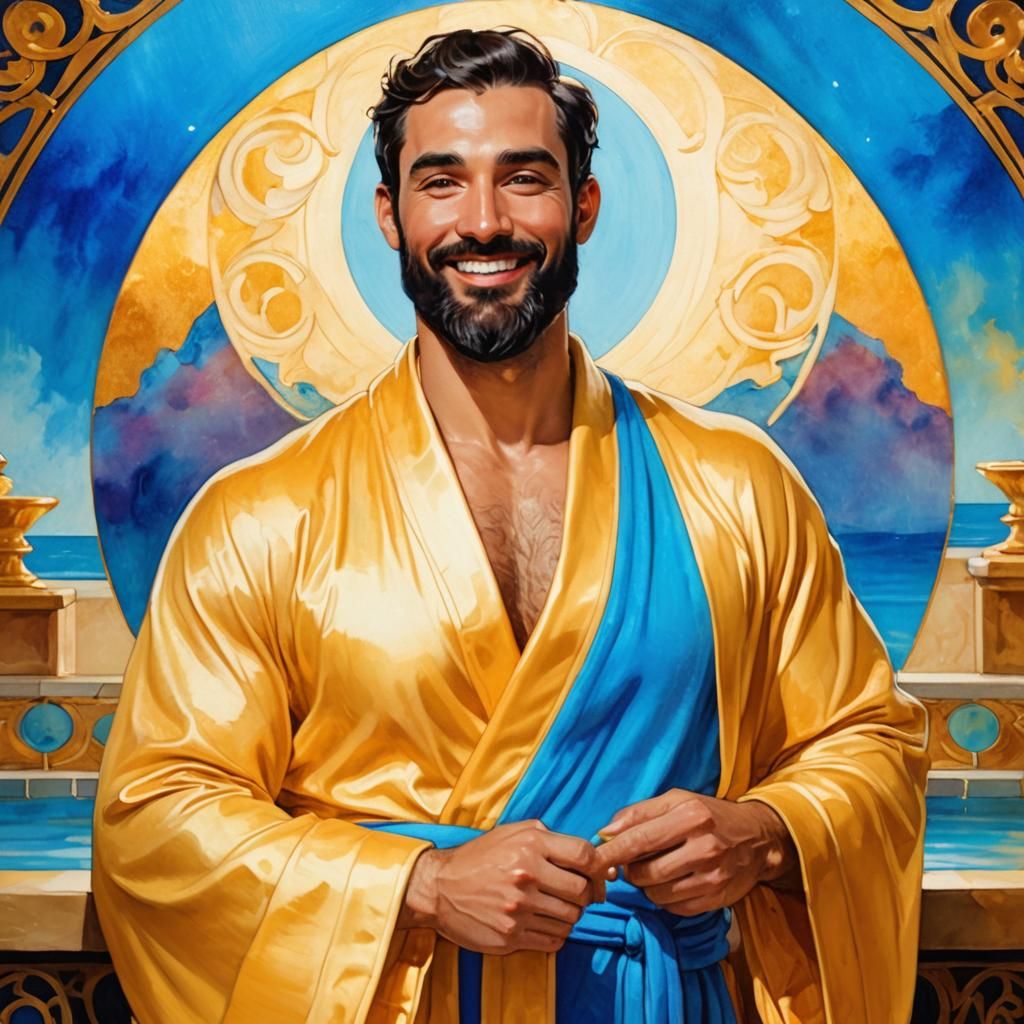 Golden Robe: Art Nouveau Portrait of a Man