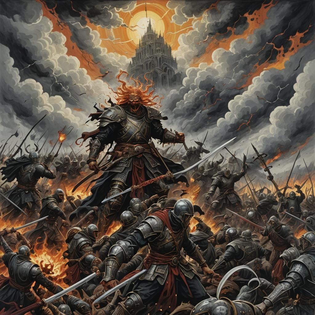 Dramatic Sunset Gouache Painting of Impending Storm