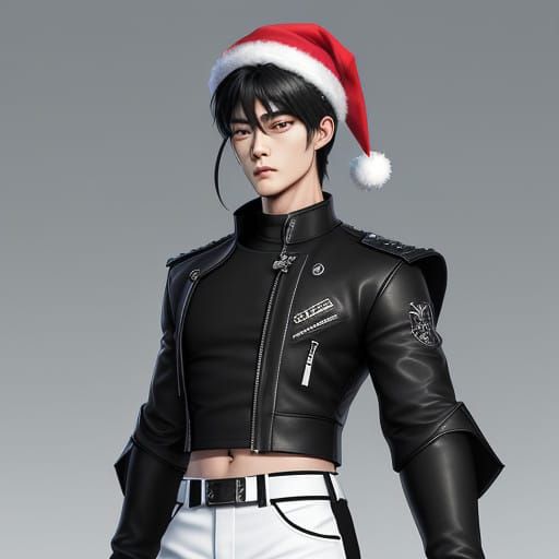 K-Pop Idol Cha Eun Woo in 3D Anime Style Santa Hat