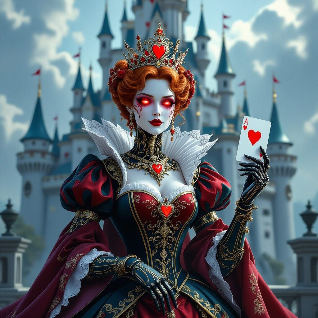Queen of Hearts Automaton in Art Nouveau Castle