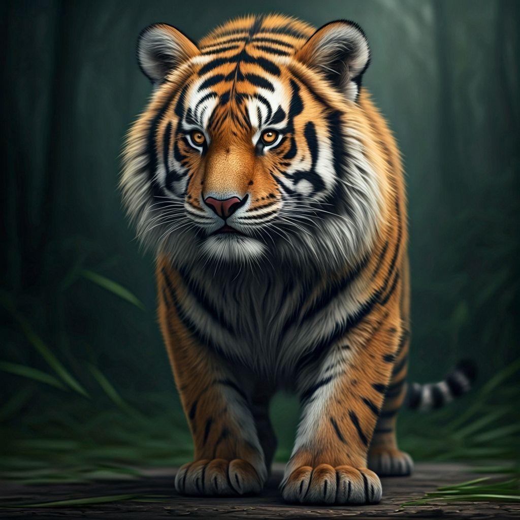 Hybrid Creature: Panda Head, Tiger Fur, Lion Legs