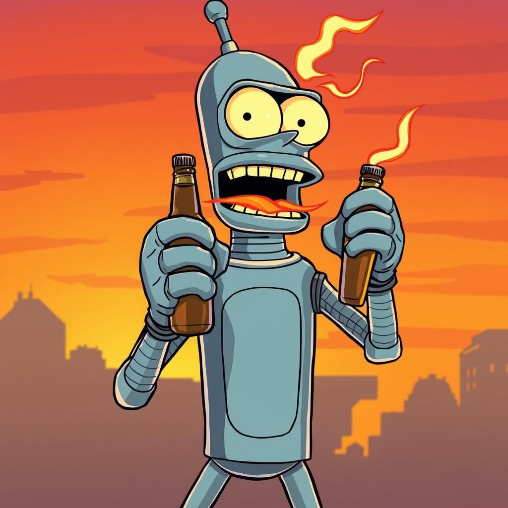 Bender Belches Fire: A Futurama Cartoon Moment