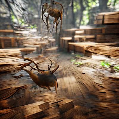Buck Running Through Woods: 3D Unreal Engine Art