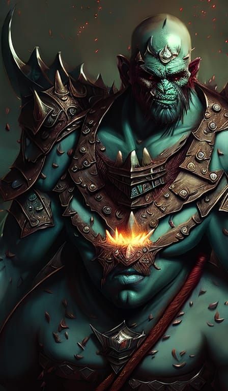 Orc King Portrait in Detailed Fantasy Art
