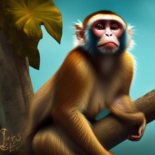 Detailed Capuchin Monkey Matte Painting