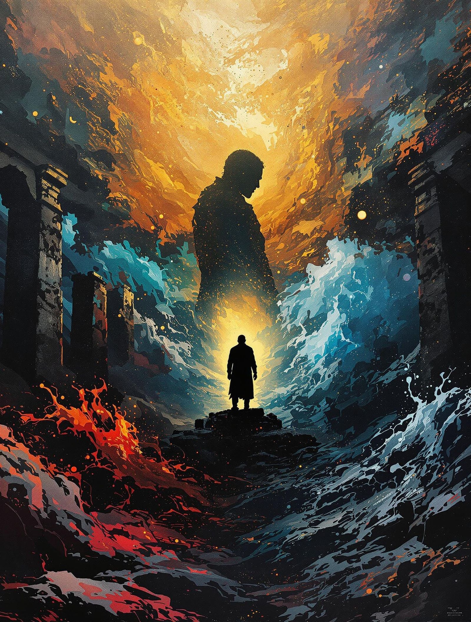 Ethereal Harmony of Contrasts in Ancient Seascape