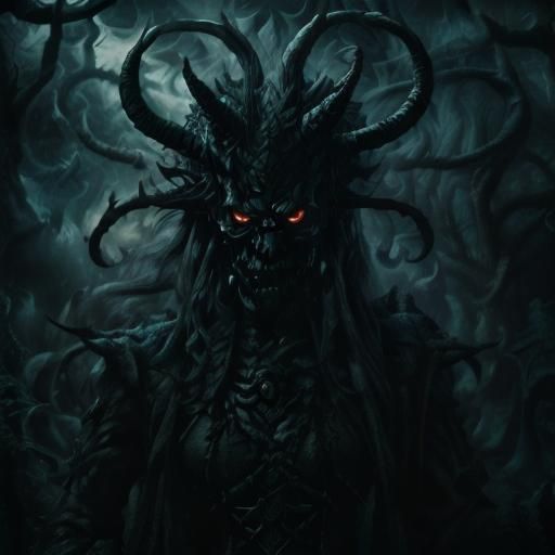 Dark Fantasy Demonic Leader in Volumetric Lighting