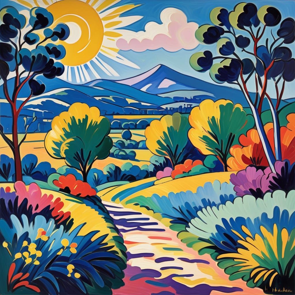 Fauvist Landscape Painting with Bold Brushstrokes
