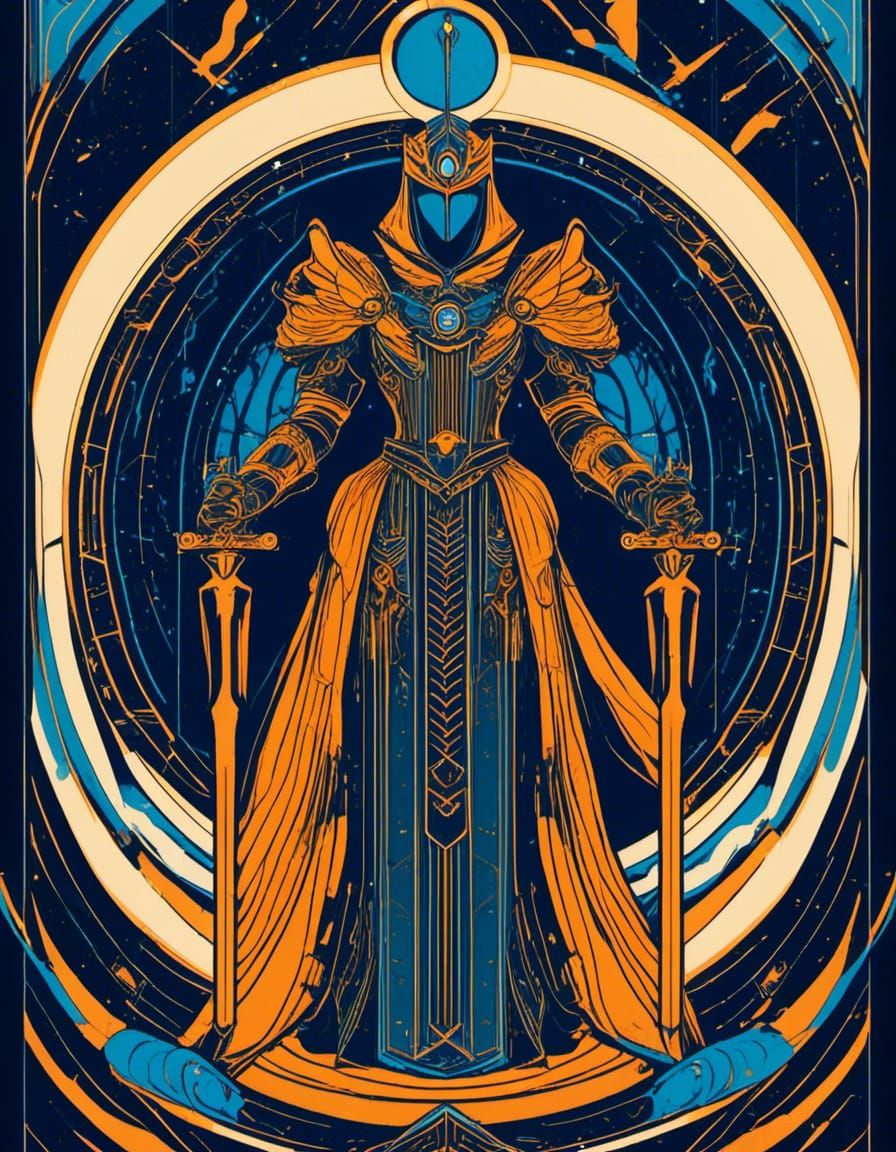 Front of a Tarot card, The Emperor, TRON themed. 8K resolution <lora:Trio:1.0>