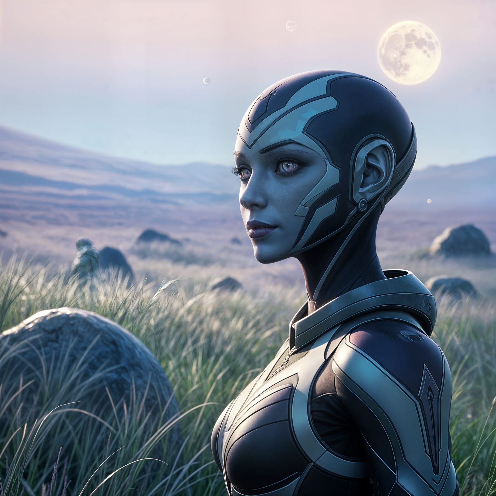 Tali Without a Mask, a Calm Moment in a Serene Landscape