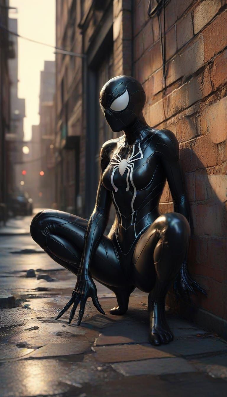 Sensual Venom Symbiote in Art Nouveau Style