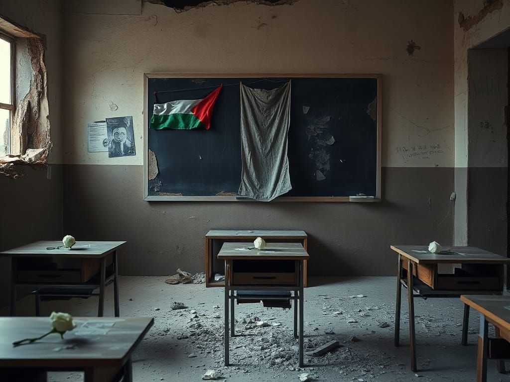 Shattered Classroom in Gaza: A Haunting Reminder of Lost Inn...
