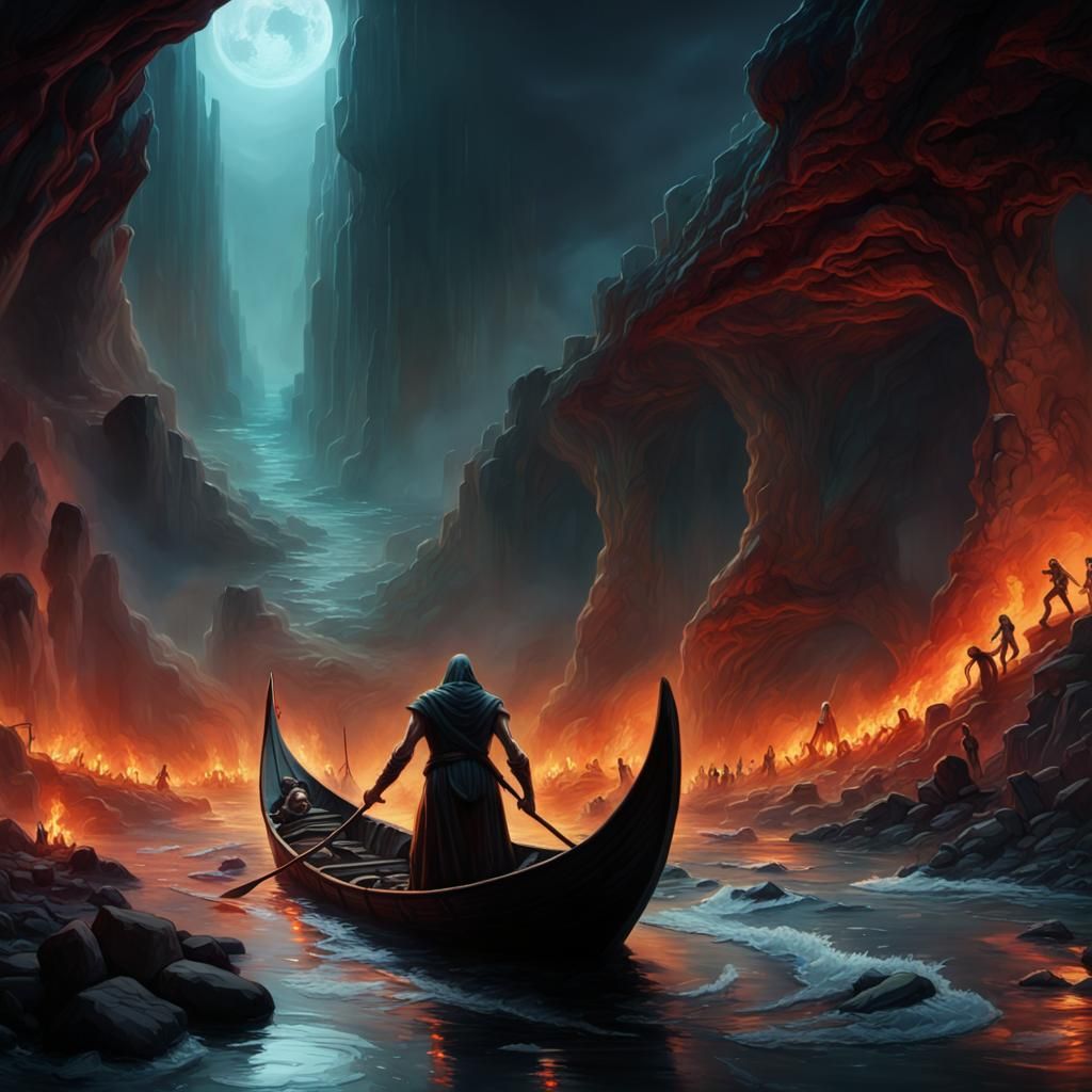 Charon Ferrying Souls on the River Styx